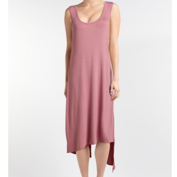 connected apparel Dresses & Skirts - ** Connected Apparel Layer Swing Dress Asymmetrical Sleeveless Layered Slip Midi